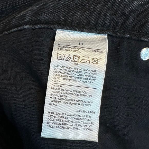 Old Navy | High Rise Slouchy Straight Jeans Black Button Fly Size 16 - Picture 9 of 13